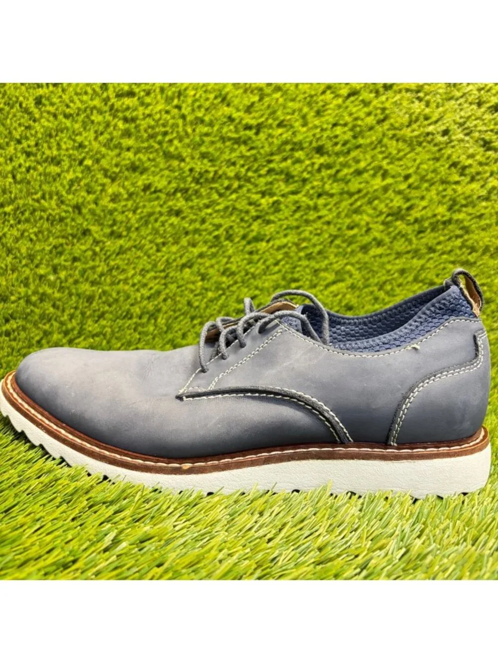 Johnston & Murphy Duncan Mens Size 8 Blue Leather Plain Toe Dress Oxford Shoes